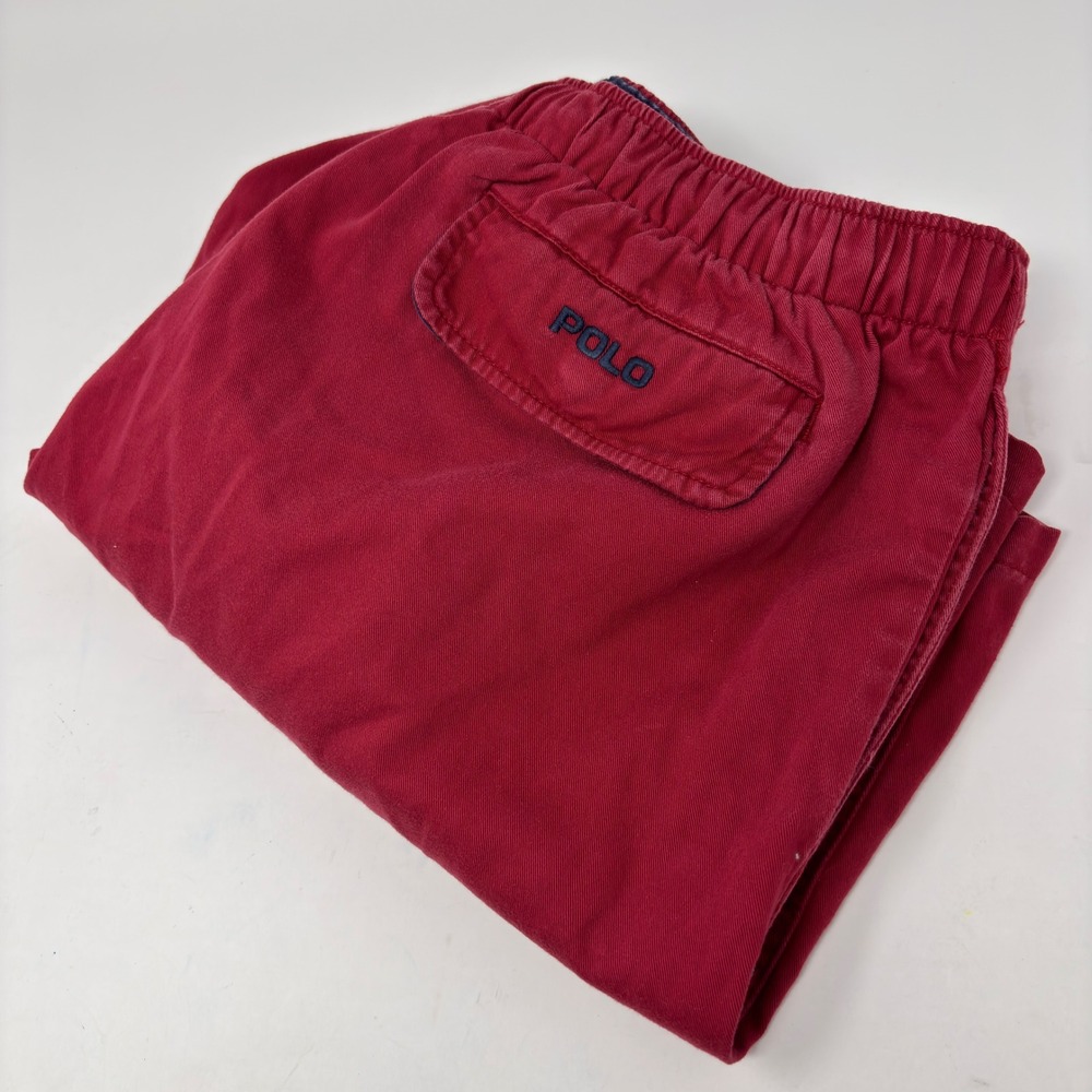 Polo Ralph Lauren Shorts Men XL Red Drawstring Elastic Waist Cotton Baggies